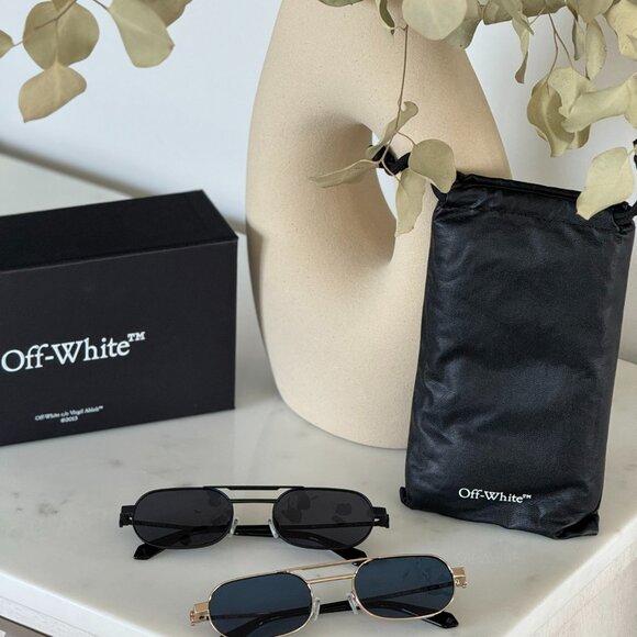 Off-White VAIDEN Men Sunglasses Gold Blue Oval OERI123 VAIDEN 7645 NEW AUTHENTIC - Picture 12 of 15